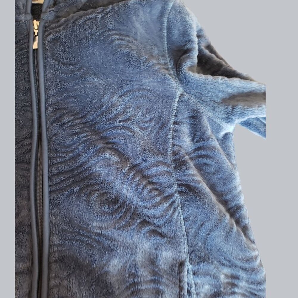 Jason Maxwell Hooded Zip-Up SweaterSwirl Design Blue Petite Xlarge - Picture 8 of 10